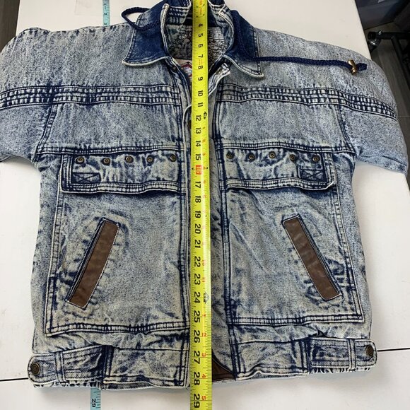 Vintage Horizon Outer Wear Jacket Adult Large Acid Wash Mario Blue Jean Denim - Picture 14 of 16